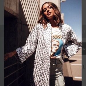 Bobbie Wren Clad & Cloth Quilted floral print open front jacket